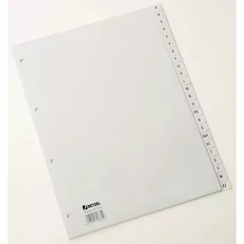 Rexel PP skirtukai, pilki, abėcėliniai, raidinis skirtukų indeksas, polipropilenas (PP), pilka, A4, 226 mm, 297 mm