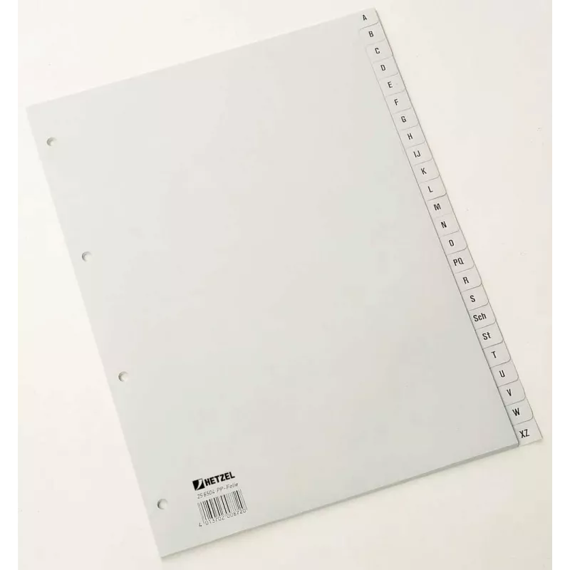 Rexel PP skirtukai, pilki, abėcėliniai, raidinis skirtukų indeksas, polipropilenas (PP), pilka, A4, 226 mm, 297 mm