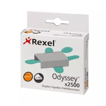 “Rexel” segtukai “Odyssey”, pakuotėje 2500 vnt., segtukų pakuotė, 2500 segtukų, plienas, sidabriniai, 60 lapų, 130 g