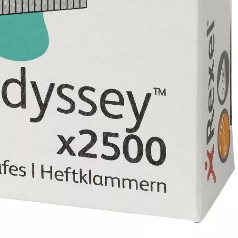 “Rexel” segtukai “Odyssey”, pakuotėje 2500 vnt., segtukų pakuotė, 2500 segtukų, plienas, sidabriniai, 60 lapų, 130 g