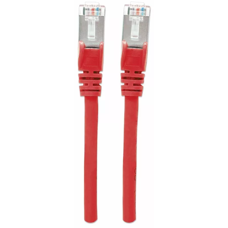 Intellinet tinklo komutacinis kabelis, Cat7 laidas/Cat6A jungtys, 0,25 m, raudonas, varis, S/FTP, LSOH / LSZH, PVC, RJ45, paauksuoti kontaktai, bekabliškas, su apsaugine mova, garantija visam naudojimo laikui