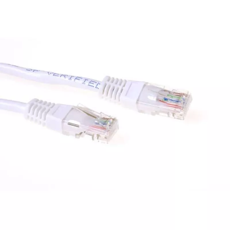 ACT baltas 1,5 metro U/UTP CAT6A komutacinis kabelis su RJ45 jungtimis