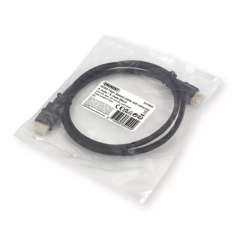 Ewent EC3902 HDMI laidas 2 m HDMI Type A (Standard) juodas