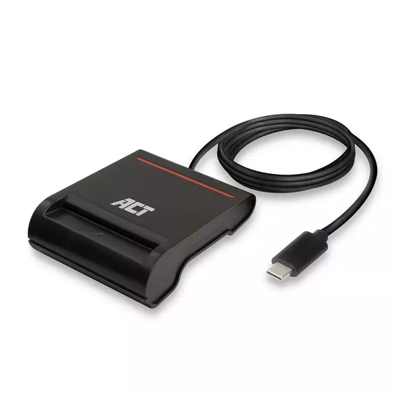ACT išorinis USB-C išmaniųjų kortelių eID kortelių skaitytuvas, juodas