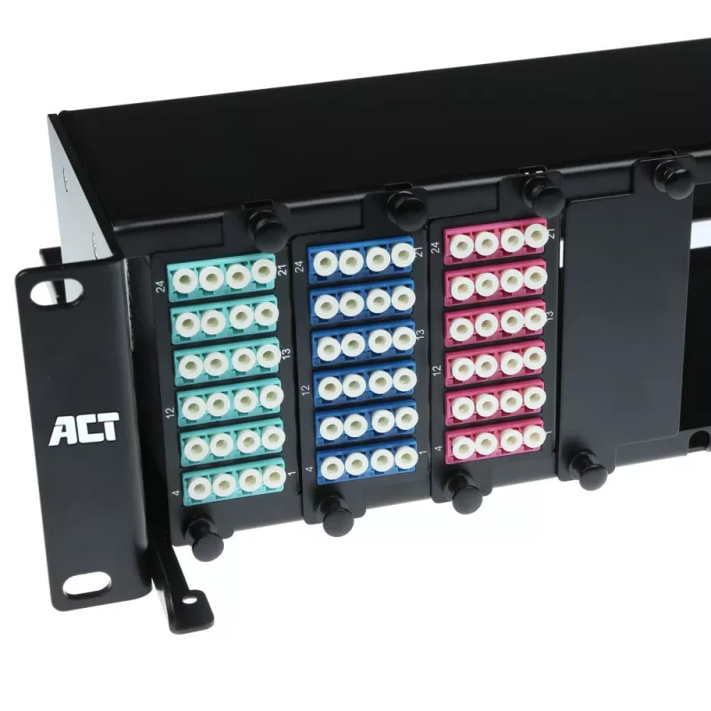ACT Fiber panel High Density 2HE 12 MTP®-MPO kasečių / keystone adapter plokščių