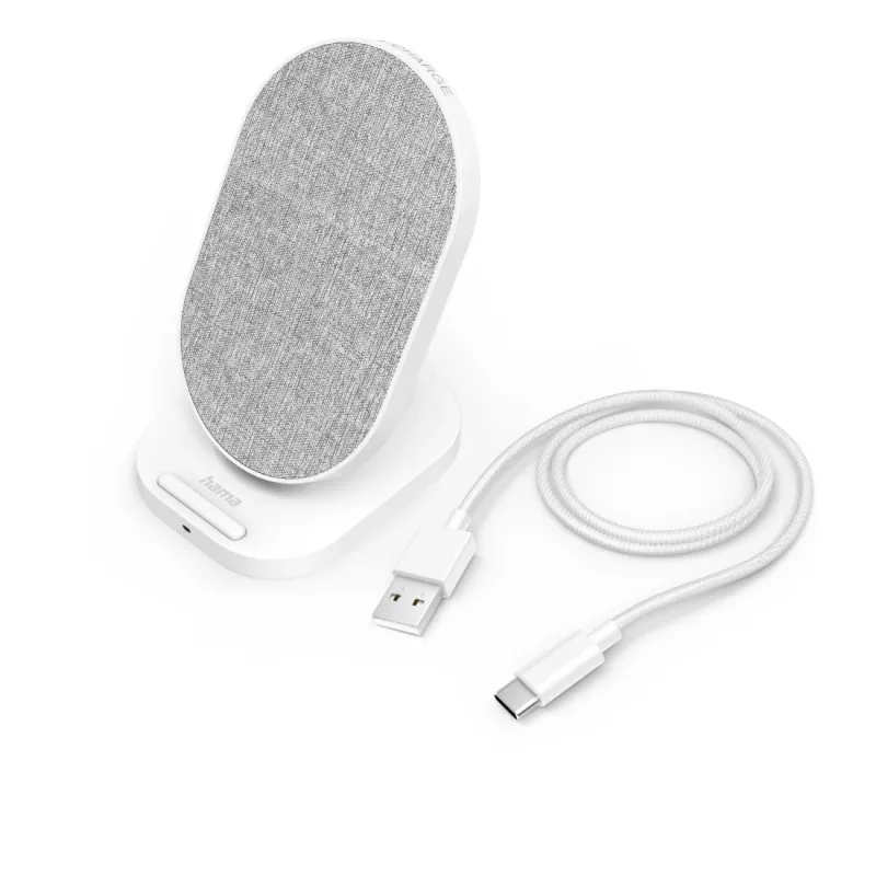 Hama QI-FC10S-Fab belaidis įkroviklis išmaniesiems telefonams, baltas, USB, greitasis įkrovimas, vidaus