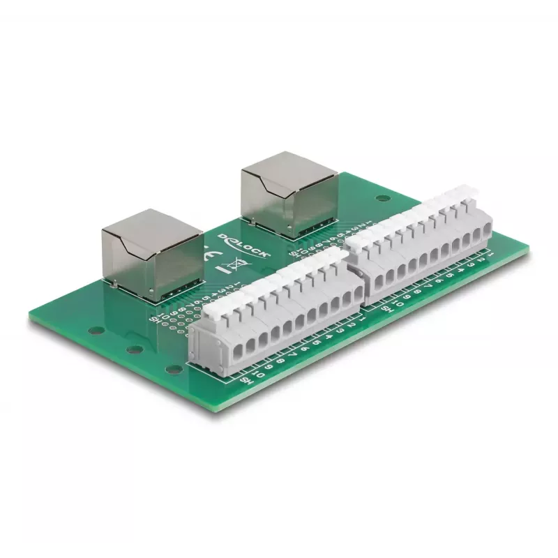 DeLOCK RJ50 2 x female to 2 x Terminal Block su mygtuku DIN bėgeliui