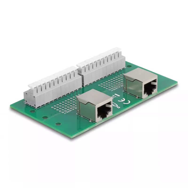 DeLOCK RJ50 2 x female to 2 x Terminal Block su mygtuku DIN bėgeliui
