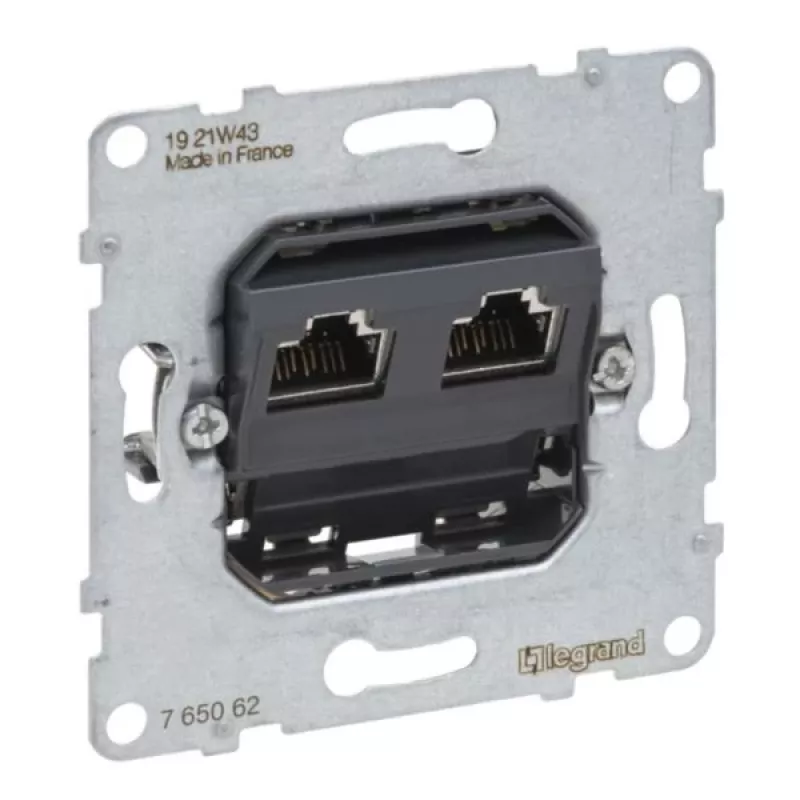 Legrand 765062 lizdų blokas 2 x RJ-45 juoda