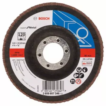 Šlifavimo diskas Bosch X551 Expert for Metal — skirtas angliniam plienui, ketui, spalvotiesiems metalams, 1 vnt.