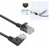 ACT Juoda 3 metrai U/UTP CAT6A LSZH plonas komutacinis kabelis su RJ45 jungtimis 90° kampuota dešinėn į tiesią