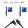 ACT Juoda 3 metrai U/UTP CAT6A LSZH plonas komutacinis kabelis su RJ45 jungtimis 90° kampuota dešinėn į tiesią