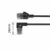 ACT juodas 1,5 metro U/UTP CAT6A LSZH plonas komutacinis kabelis su RJ45 jungtimis 90° kampu dešinėn į tiesią