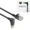 ACT juodas 2 m U/UTP CAT6A LSZH plonas komutacinis kabelis su RJ45 jungtimis, 90° kampine žemyn į tiesią