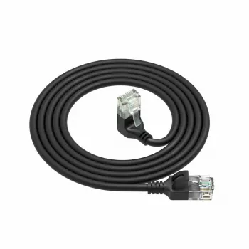 ACT juodas 5 m U/UTP CAT6A LSZH plonas komutacinis kabelis su RJ45 jungtimis 90° kampu žemyn į tiesią