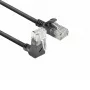 ACT juodas 2 metrų U/UTP CAT6A LSZH plonas kabelis su RJ45 jungtimis 90° kampu aukštyn į tiesią