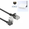ACT juodas 2 metrų U/UTP CAT6A LSZH plonas kabelis su RJ45 jungtimis 90° kampu aukštyn į tiesią