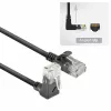 ACT 3 metrų U/UTP CAT6A LSZH plonas komutacinis kabelis su RJ45 jungtimis, 90° kampu į viršų ir tiesi