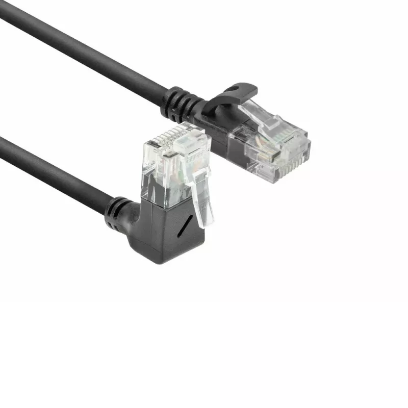 ACT Juoda 5 meters U/UTP CAT6A LSZH Slimline komutacinis kabelis with RJ45 DC4905