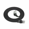 ACT Juoda 0,5 metro U/UTP CAT6A LSZH plonas komutacinis kabelis su RJ45 jungtimis 90° kampu žemyn į tiesią