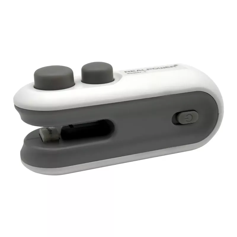 Vakuuminis sandariklis RealPower 495515 Juoda/Sidabrinė — rankinis mini sandariklis su pjaustytuvu