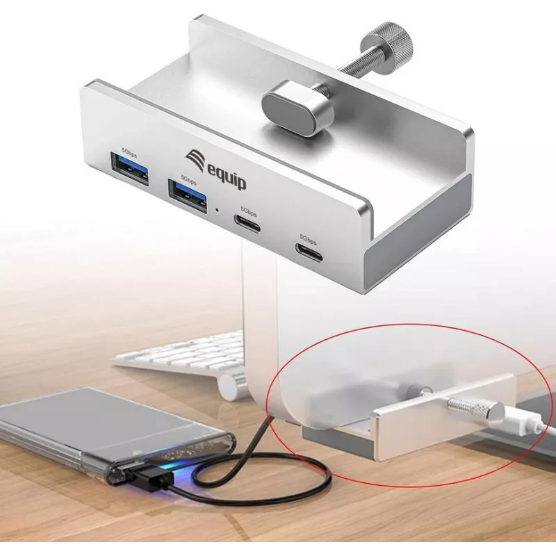 Equip 128967 sąsajos šakotuvas USB 3.2 Gen 1 (3.1 Gen 1) Type-A 5000 Mbit/s aliuminis