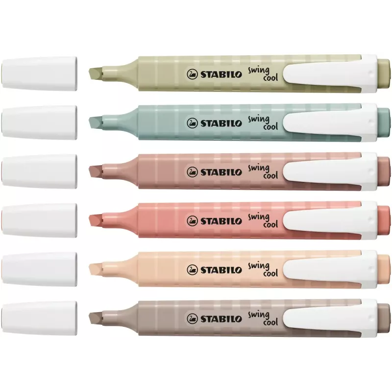 Marker STABILO swing cool NatureCOLORS 6 vnt. Plokščias antgalis Įvairiaspalvis