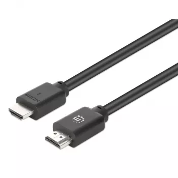 “Manhattan HDMI 4K@60Hz” laidas su Ethernet, 15 m, tinkamas VISIEMS 4K ir 1080p/HD naudojimo būdams – atnaujindami dabar arba turėkite paruoštą, kai prireiks, kištukas–kištukas, juodas, Ultra HD 4k x 2k, garantija visam gyvenimui, aukščiausios kokybės didelės spartos