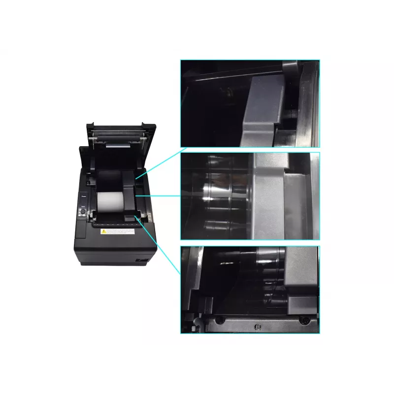 Terminis POS kvitų spausdintuvas EQUIP 58/80 mm su automatiniu pjaustytuvu, USB/Ethernet/Serial, kasos stalčiaus sąsaja, 203x203 DPI