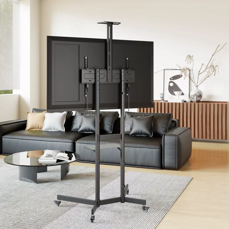 TV vežimėlis EQUIP 37 colių–70 colių Economy 37–70 colių ekranams, 70 kg talpa, VESA 100x100–600x400, aukštis 1337–1430 mm, pasvirimas -10°–5°, juodas