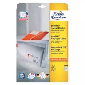 Lipnios stačiakampės etiketės Avery Zweckform 6170 — baltos, nuolatinis klijus, 525 vnt.