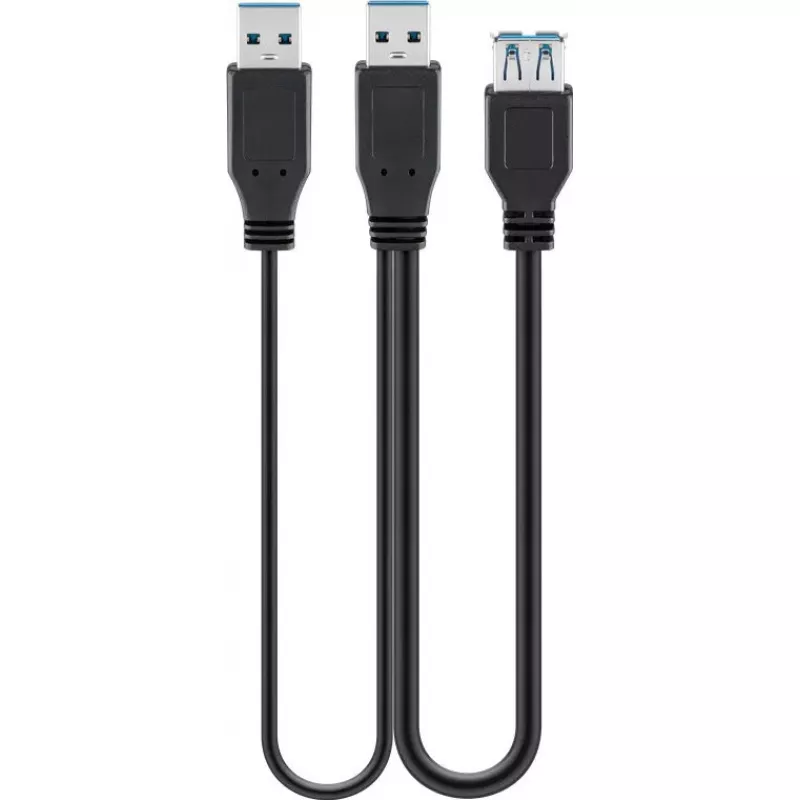 USB laidas Goobay 3.0 0,3 m USB 3.2 Gen 1 2x USB A juodas