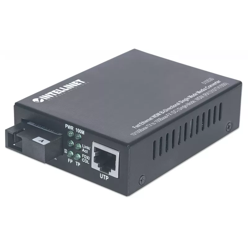 Intellinet Fast Ethernet WDM dvikryptis vienmodis medijos keitiklis, 10/100Base-Tx į 100Base-Fx (SC) vienmodis, 20 km, WDM (Rx1310/Tx1550)