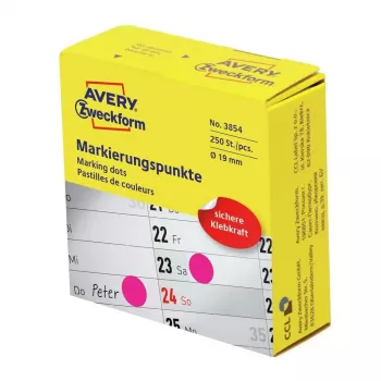 Avery 3854 lipnios etiketės Apvalios Nuolatinės Rausvai raudonos 250 vnt.