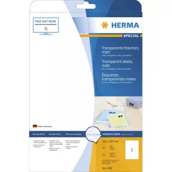 Lipnios etiketės HERMA A4 Stačiakampės Nuolatinės Skaidrios