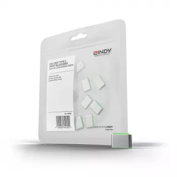 Lindy USB Type C prievadų blokatoriai (be rakto) - pakuotėje 10 vnt., žalia