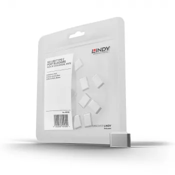 Lindy USB Type C prievadų blokatoriai (be rakto) - pakuotėje 10 vnt., balti