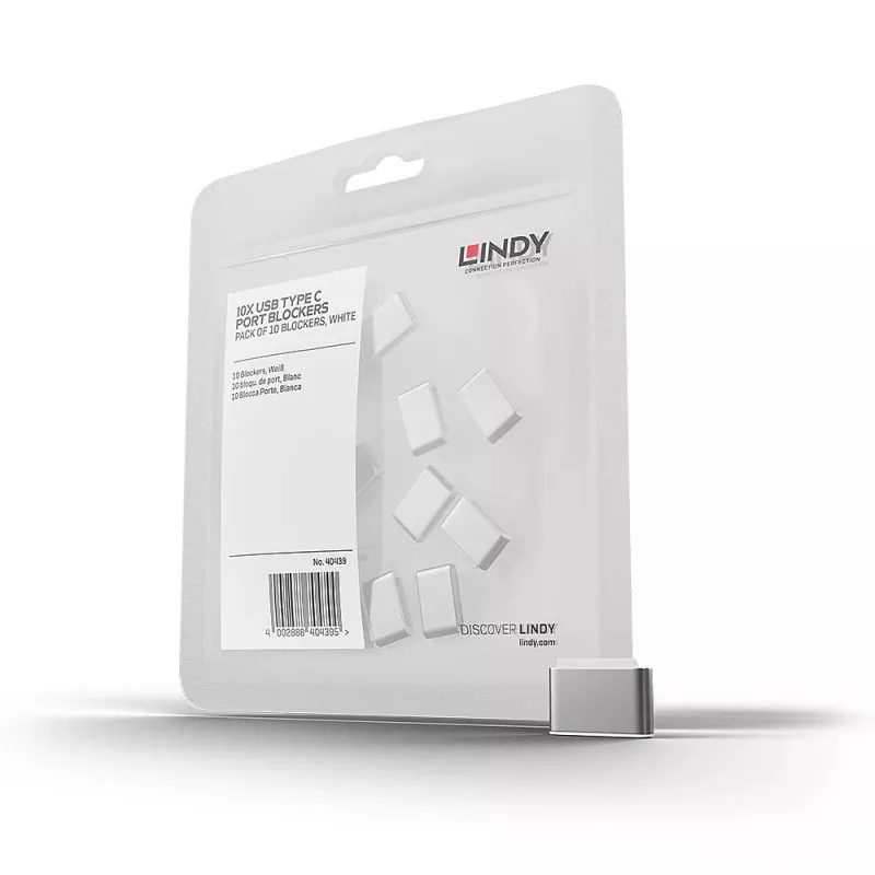 Lindy USB Type C prievadų blokatoriai (be rakto) - pakuotėje 10 vnt., balti