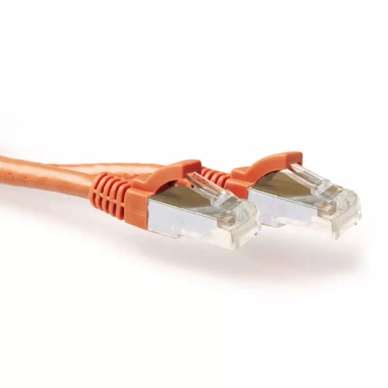 ACT oranžinis 3 metrų LSZH SFTP CAT6A komutacinis kabelis be užkliūvimo su RJ45 jungtimis