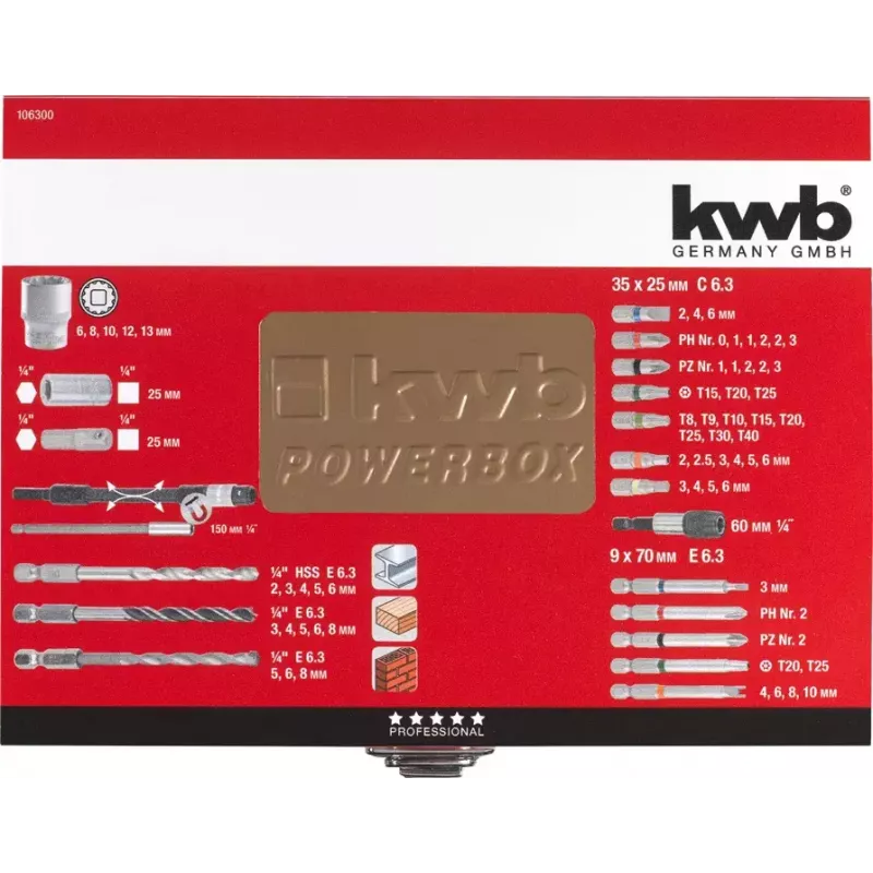 Grąžtų antgalių rinkinys KWB 106300 67 vnt.