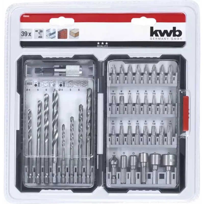 Grąžtų rinkinys KWB Universal 39 vnt.