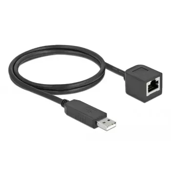 Nuosekliosios jungties kabelis DeLOCK 64164 USB 2.0 Type-A į RS-232 RJ45 1 m juodas