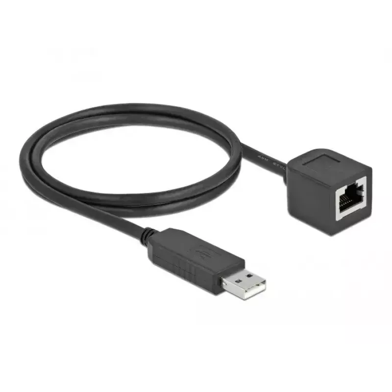 Nuosekliosios jungties kabelis DeLOCK 64164 USB 2.0 Type-A į RS-232 RJ45 1 m juodas