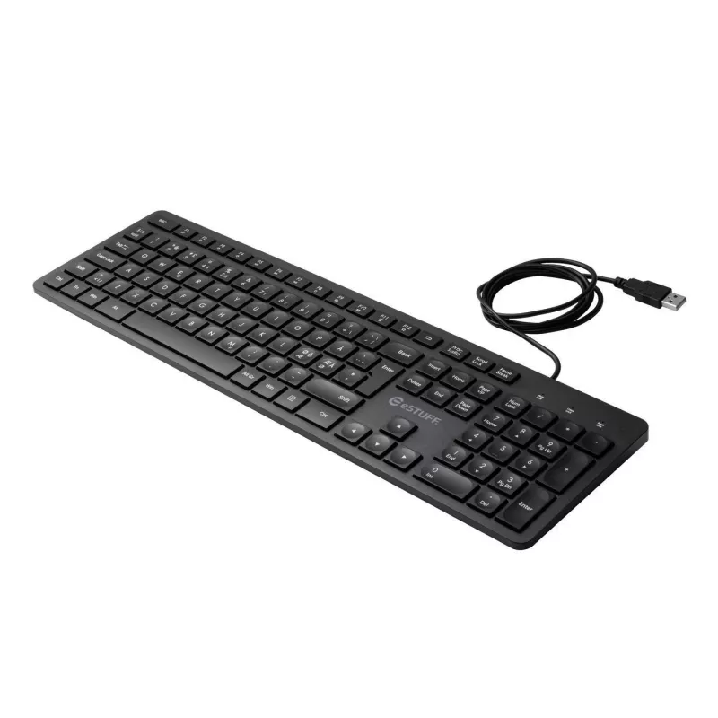 eSTUFF GLB211102 klaviatūra, biurui, USB, QWERTY, šiaurietiška, juoda