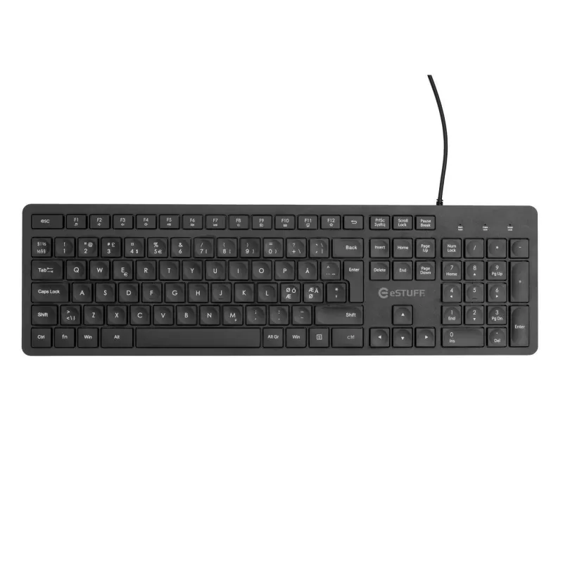 eSTUFF GLB211102 klaviatūra, biurui, USB, QWERTY, šiaurietiška, juoda