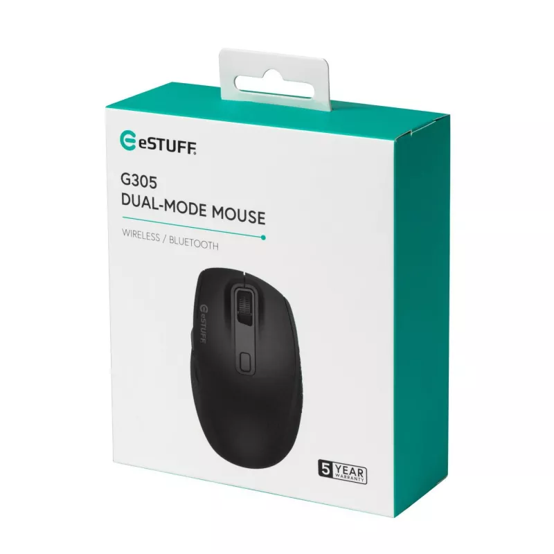 eSTUFF GLB214002 pelė Biuro Dešiniarankiams RF belaidė + Bluetooth IR LED 1800 DPI