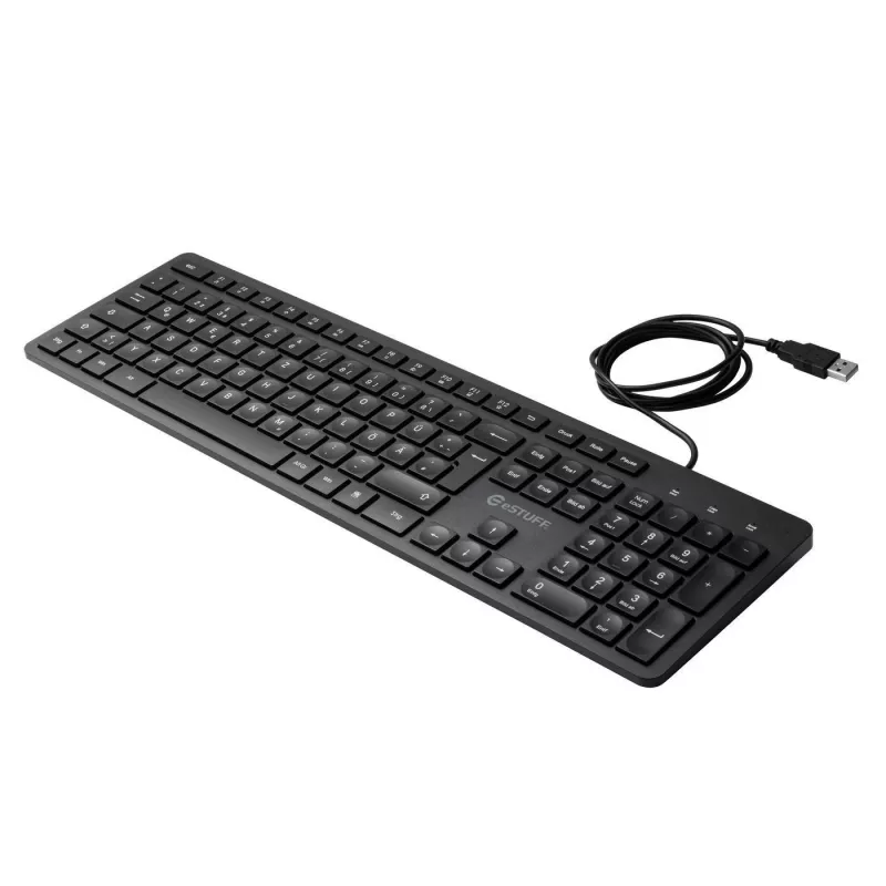 eSTUFF GLB211402 klaviatūra biurui USB QWERTZ vokiška juoda