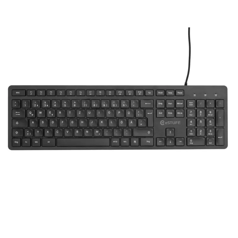 eSTUFF GLB211402 klaviatūra biurui USB QWERTZ vokiška juoda