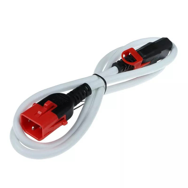 ACT maitinimo laidas C13 IEC Lock+ – C14 IEC Lock dvigubas užraktas, baltas, 0,5 m, PC3606