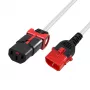 ACT Powercord C13 IEC Lock+ - C14 IEC Lock dvigubas užraktas baltas 2 m, PC3609